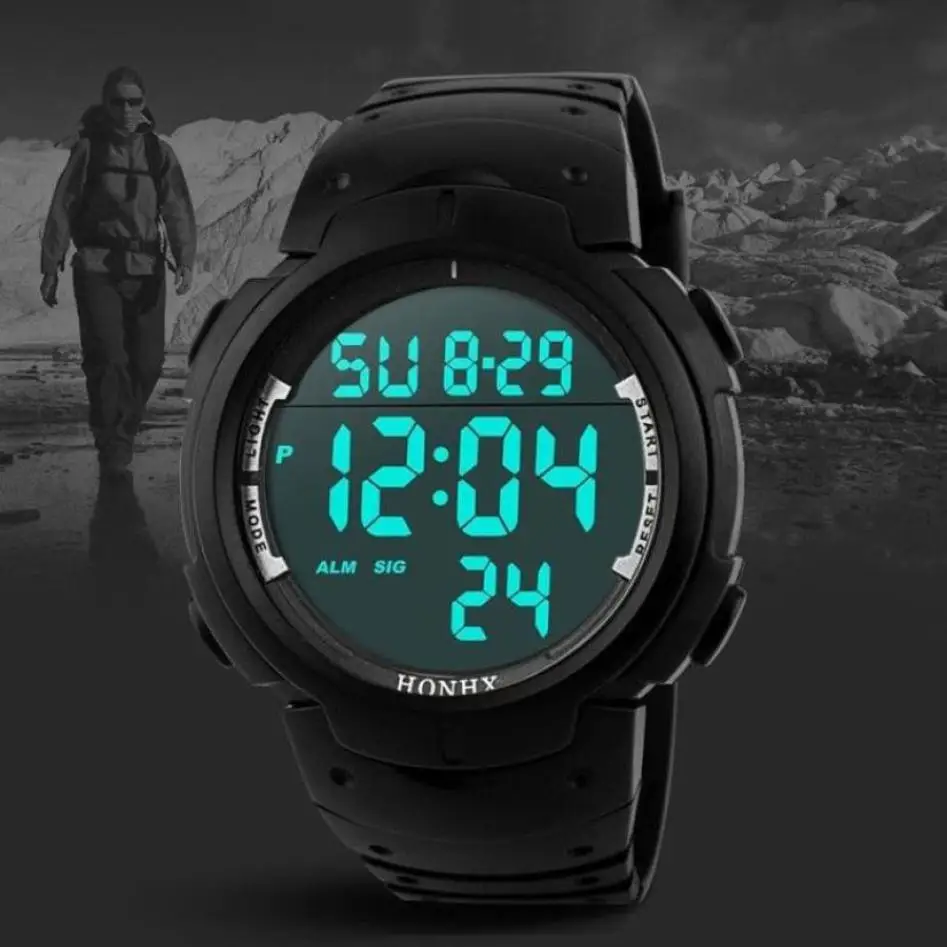 

Mens Watches LED Luminous Digital Date Military Outdoor Sports Silicone Alarm Quartz Watch Male Clock reloj deportivo Hot Sale