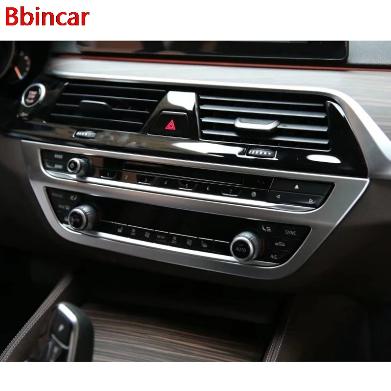 Bbincar Car Interior Central Console CD Panel Control Air Condition Switch Cover Trim ABS Chrome For BMW 5 Series G30 2017 2018 |