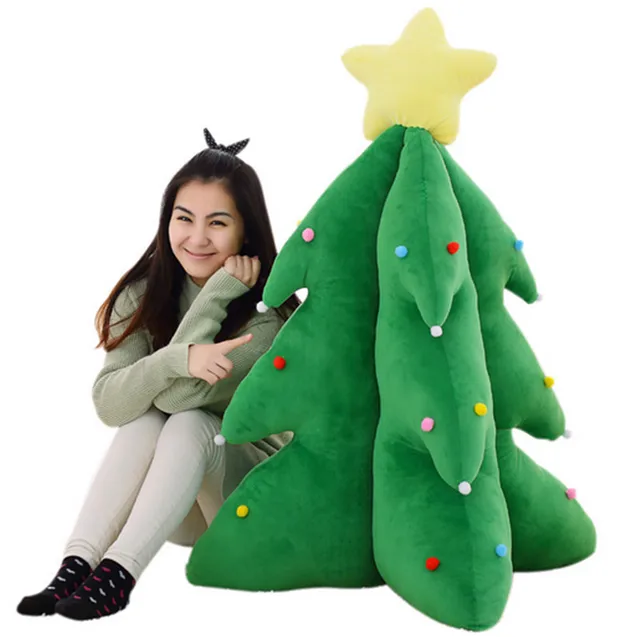 Fancytrader Biggest Giant 110cm Simulated Christmas Tree Toy Plush Stuffed Soft Green Santa Tree Pillow Christmas Decoration