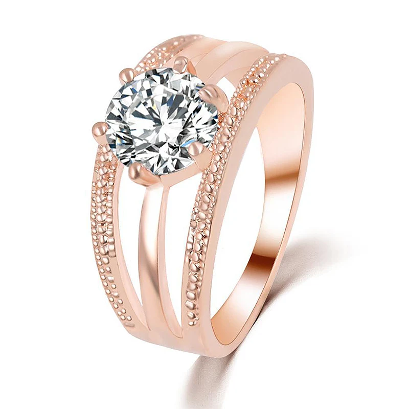 

Hot 1PC Austrian Crystals Ring Rose Gold Color anelli Flower Ring bague Engagement anillos anel Rings for Women wedding ring