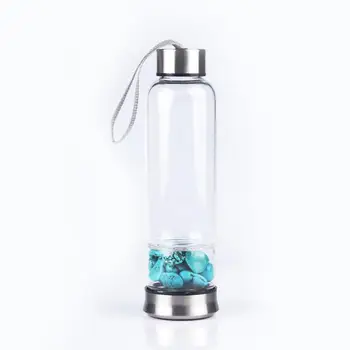 

New Product Launch Wholesale Natural Quartz Turquoise Crystal Gravel Bottle Glass Water Gravel Stone Cup Gift giving