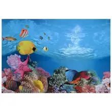 9095 19," х 48" глянцевый двухсторонний аквариум плакат Морской Мир/море кровать дерево Настенный декор аквариум задний план