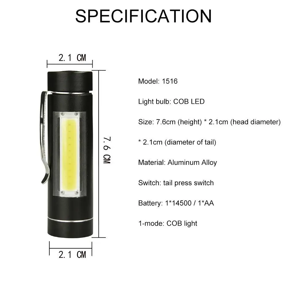 Карманный фонарик-фонарик AA 14500 мощный аккумулятор для охоты водонепроницаемый легкий вес портативный COB светодиодный фонарик