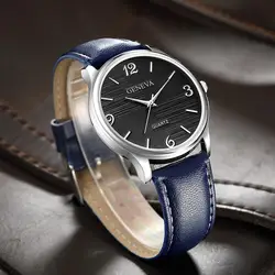 Geneva Luxuey бренд Мужские часы военные из искусственной кожи нержавеющая сталь Аналоговые Кварцевые армии для мужчин часы кварцевые наручные