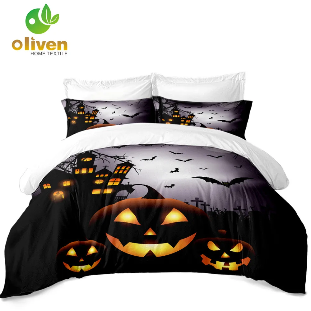Halloween Trick Pumpkin Bedding Set Kids Cartoon Duvet Cover Set