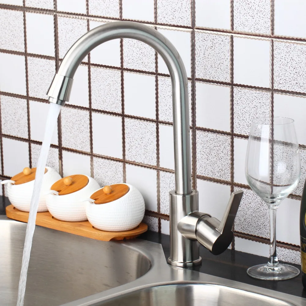 

Nickel Brushed Luxury New Kitchen Swivel Sink Tap Brass Basin Vessel Mixer Torneira Cozinha 97198 Faucet