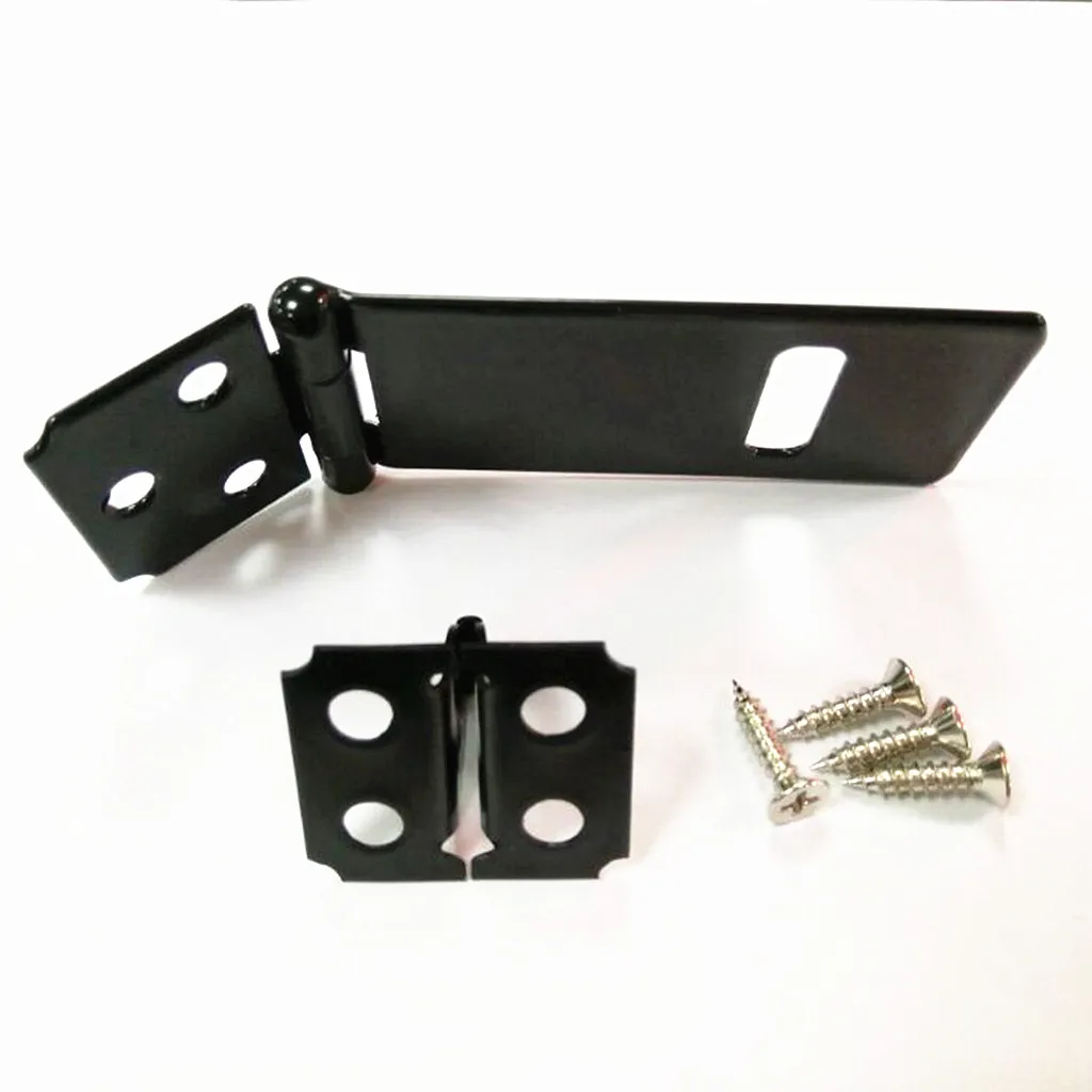 Traditional Hasp and Staple Iron Gate Door Shed Latch Fasteners Lock Hardware Black