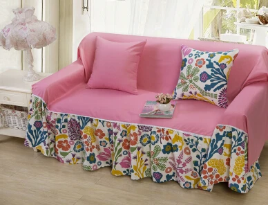 Модная парусиновая Хлопковое полотенце на диван цельное утолщенное нескользящее хлопок ткань однотонный диван полотенце - Цвет: pink a