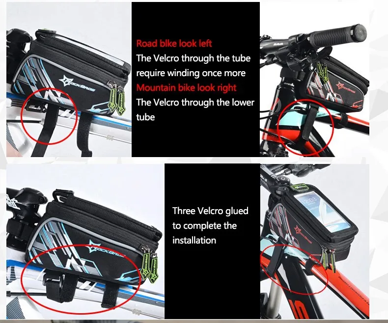 ROCKBROS Сенсорный экран велосипед сумка для 6,0 ''6 дюймов телефон iPhone 6/7 чехол Велоспорт MTB дорожный велосипед спереди верхняя рама перекладину