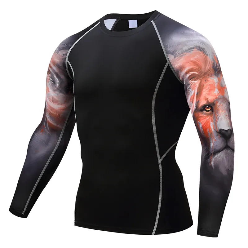 Men Compression Shirts MMA Rashguard Keep Fit Fitness Long Sleeves Men