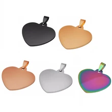 10 шт. 33x34 мм Сердце 4 цвета унисекс Нержавеющая сталь штамповка пустые ID собаки бирки кулон ожерелье ювелирных изделий