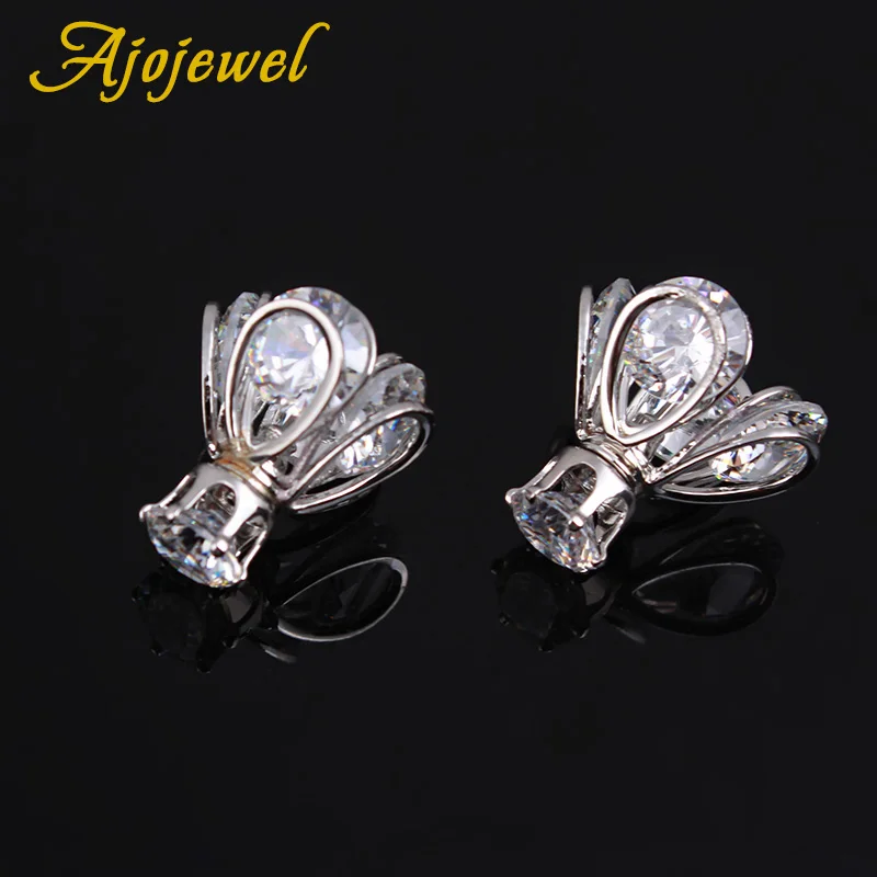 

Ajojewel AAA Cubic Zircon Crystal Front Back Double Sided Stud Earrings For Women Firefly Jewelry 2017 Bijoux