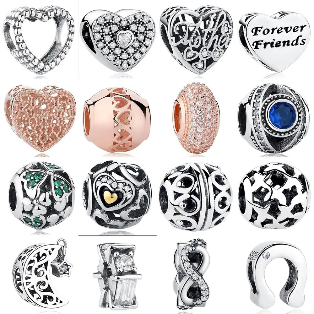 

2019 New Authentic Silver Crystal Bead Fit Pandora Charm Silver 925 Original Charm Bracelet for Women DIY Jewelry Christmas Gift