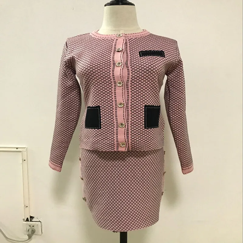 Женский вязаный кардиган и юбка комплект из 2 предметов однобортный свитер с