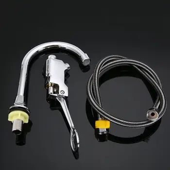 

High Quality Basin Faucet Control By Foot 1/2" Thread Bathroom Ceramic Valve Water Faucets Hotel Pedal Tap Mayitr New