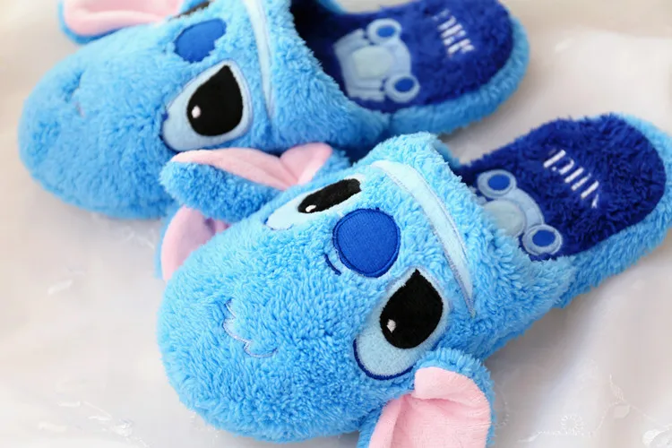 

candice guo! super cute plush toy cartoon slipper Stitch monster Alien household warm floor slipper girls birthday gift 1pair
