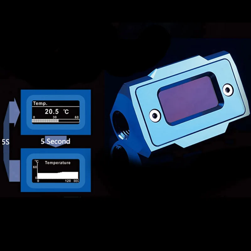 СВЕТОДИОДНЫЙ цифровой дисплей Температура воды счетчик воды система охлаждения двойной G1/4 дюйма термометр датчик температуры установки(синий