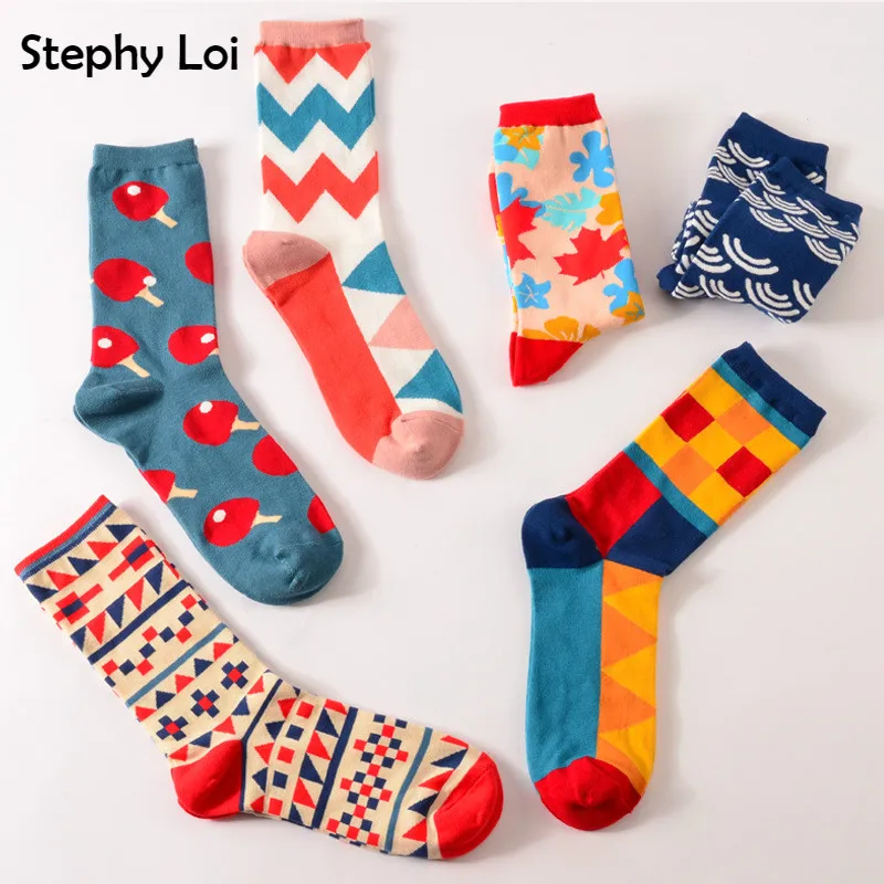 Casual Socks With Graphic Polygon Horse Print Cotton Crew Socks For Men Women 