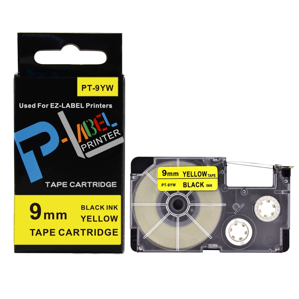 40PK EZ label tape cartridge 9mm*8m black on yellow XR 9YW/XR 9YW1in
