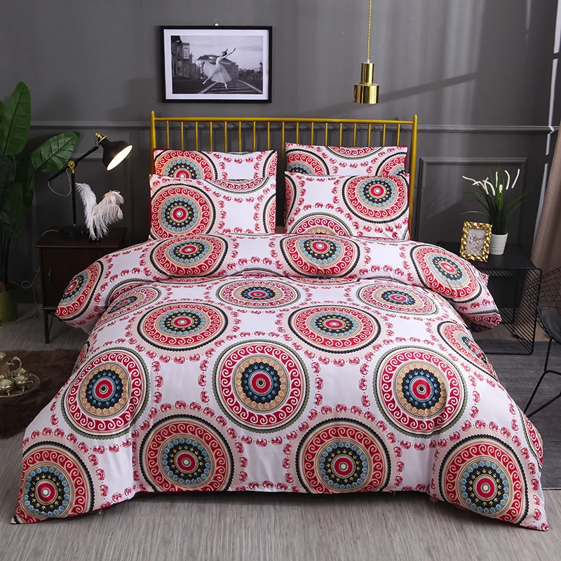 

New Bohemia Bedding Sets Duvet Cover Set 2/3pcs Bed Set Twin Double Queen Quilt Cover Roupa De Cama (No Sheet No Filling) E