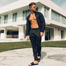 HETUAF весенний бренд, мужские толстовки на молнии с воротником-стойкой, модная спортивная одежда, мужской облегающий спортивный костюм