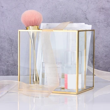 

ABFP Nordic Gold Grid Glass Flip Storage Tank Box Luxury Modern Cosmetics Storage Box Container Micro-Landscape Flower Room
