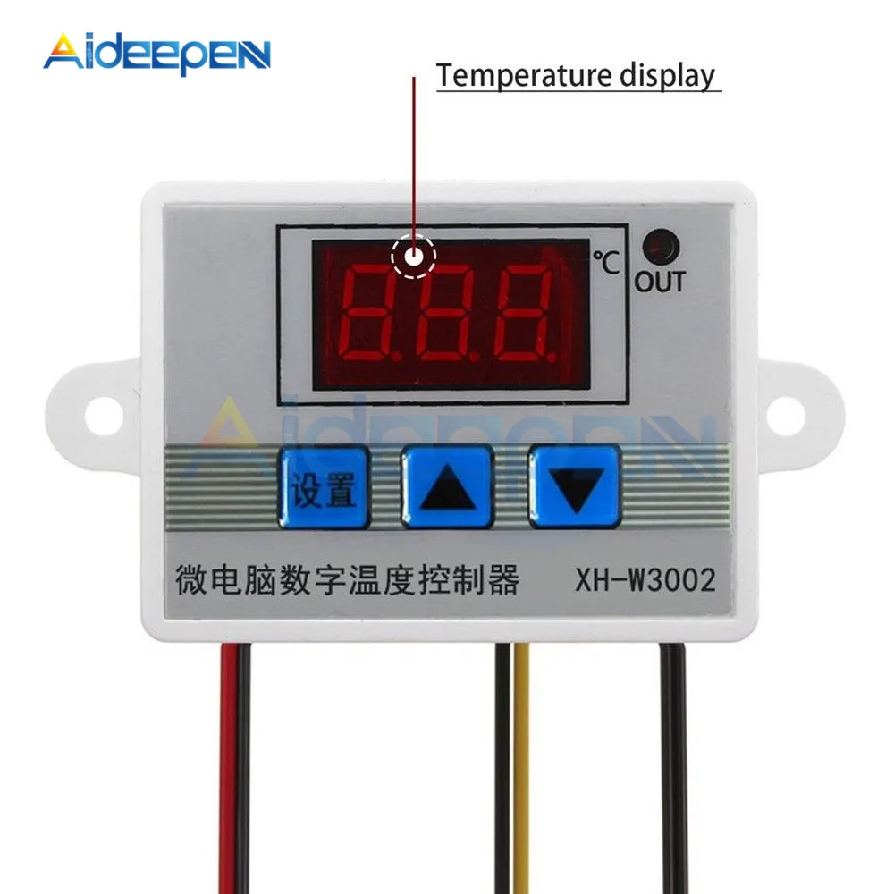 XH-W3002 W3002 цифровой Светодиодный контроль температуры Лер Термостат Термометр термо контроль переключатель Датчик DC 24 В 10A