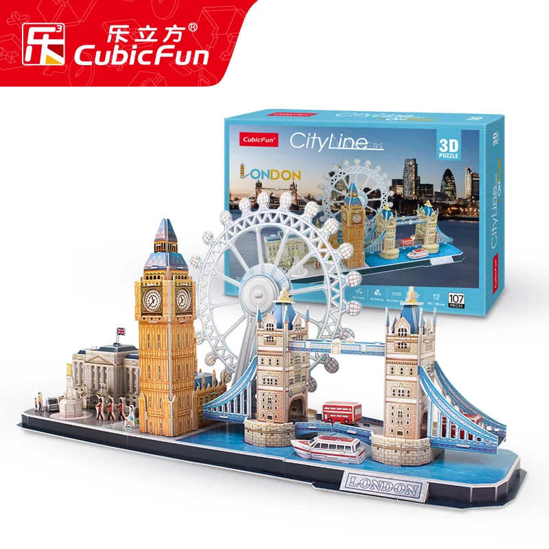

Educational toy 1pc CubicFun London Tower Bridge city sights landscape 3D paper jigsaw puzzle model building kits boy gift toy