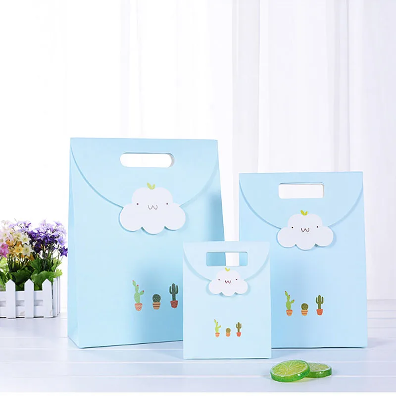 FANLUS подарок мешок липкий стикер бумага свежее растение суккулент облако шаблон вечерние конфеты день рождения сумка для хранения - Цвет: blue