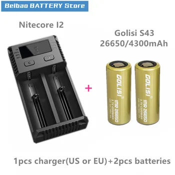

2pcs GOLISI S43 IMR 26650 4300mah CDR 30A/MAX 40A E-CIG rechargeable battery for VAPE and Nitecore I2 XTAR VC4 Liitokala charger