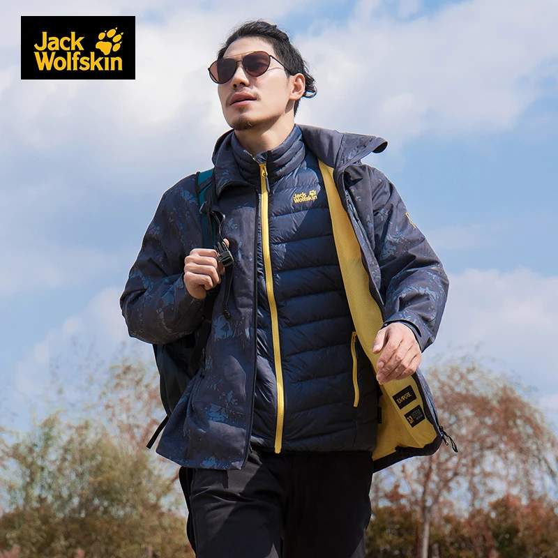 

JackWolfskin Winter 18 New Windproof Waterproof 750 Goose Down Three-in-one Softshell for Men Thermal Hiking Jackets 5118591