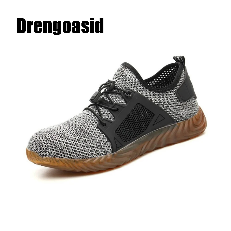 

Summer Men's Outdoor Breathable Mesh Light & Comfortable Steel Toe Protective Work Shoes Boots Men Puncture Proof Safety Shoes