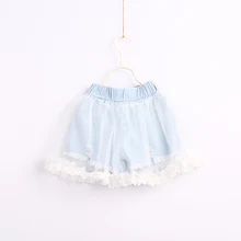 Для маленьких девочек шифон кружево джинсовые шорты с разрывами отверстие дети много оптом одежда для девочек летн