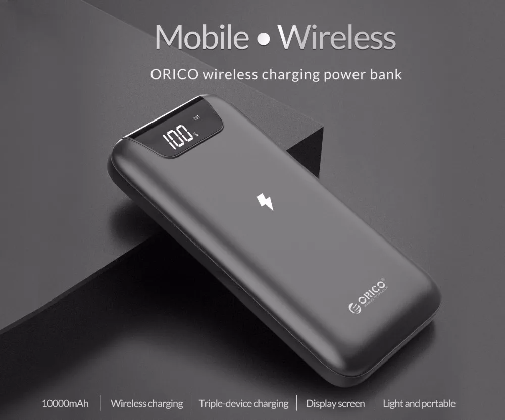 ORICO 10000mAh power Bank, беспроводной внешний аккумулятор, 10 Вт, портативное зарядное устройство для мобильного телефона, портативная зарядка