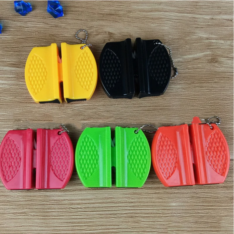 

Mini Kitchen Knife Sharpener Stones Red Two-Stage Pocket Camping Sharpening Stone Machine Knife Sharpener Green Black Butterfly
