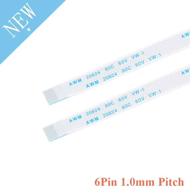 

10PCS 6 Pin FPC/FFC Ribbon Flexible Flat Cable 1.0 MM Pitch With 6/10/15/20/25/30/40CM Length Reverse Direction Flat Wire Cable