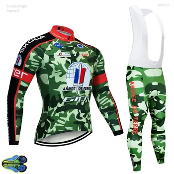

Green Team Autumn Camouflage Cycling Jersey 12D Pad Bike Pants Set Mens Ropa Ciclismo Spring Long Bicycle Clothing Cycling Wear