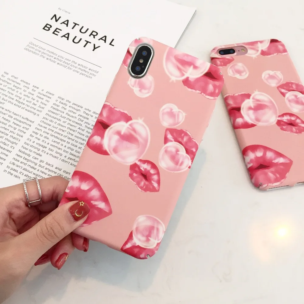 

Case Skin CASE FOR APPLE IPHONE 7 8 PLUS X 6S 6 PLUS FASHION SEXY MOUTH CASE SKIN HARD PC COVER SHELL FUNDAS CAPA COQUES