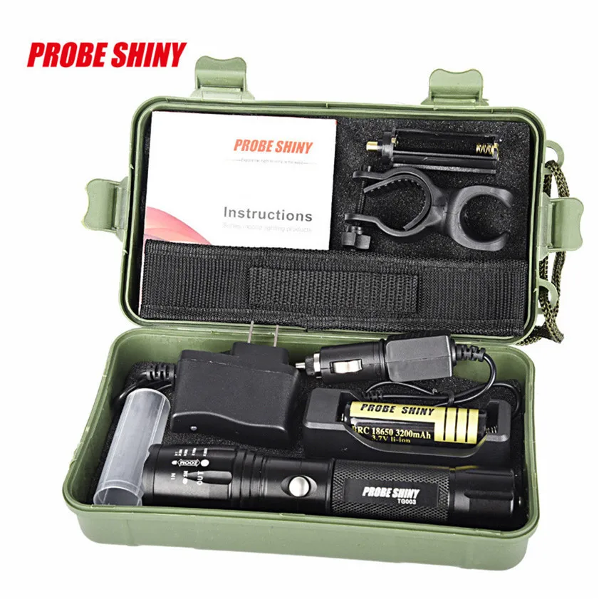 High Quality X800 Zoomable XML T6 LED Tactical Flashlight+18650 Battery+Charger+Case | Лампы и освещение