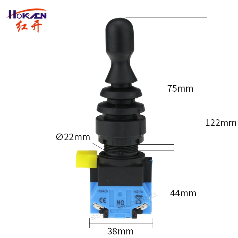 Interrupteur à Joystick HKA1 - 2NO, Retour Momentané - Manchon Caoutchouc étanche - Pour Automatisme