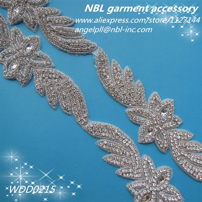 (10 Yards) Wholesale Bridal Beaded Rhinestone Applique Trim Iron On For