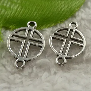 

400 pieces antique silver cross connectors 21x14mm #4226