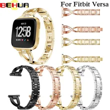 Кристалл Сплав часы браслет метал регулируемый ремешок для Fitbit versa полосы с горный хрусталь Замена аксессуары