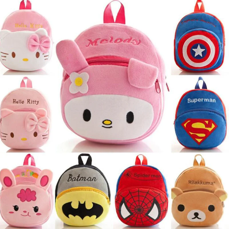 

ZSIIBO Summer plush variety cartoon anime bag 1-3Y princess girl boy kindergarten mini zip bag cute child backpack