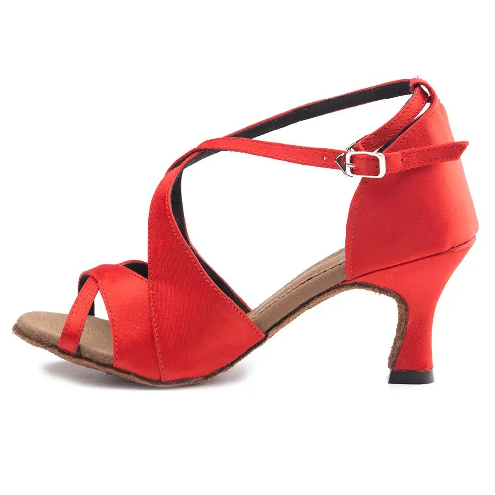 Туфли для латинских танцев на высоком каблуке из ткани, расшитой блестками; туфли на высоком каблуке 7 см/5 см Сальса Танго, латина Обувь для танцев Для женщин TY-B62 - Цвет: Heel 7cm Red
