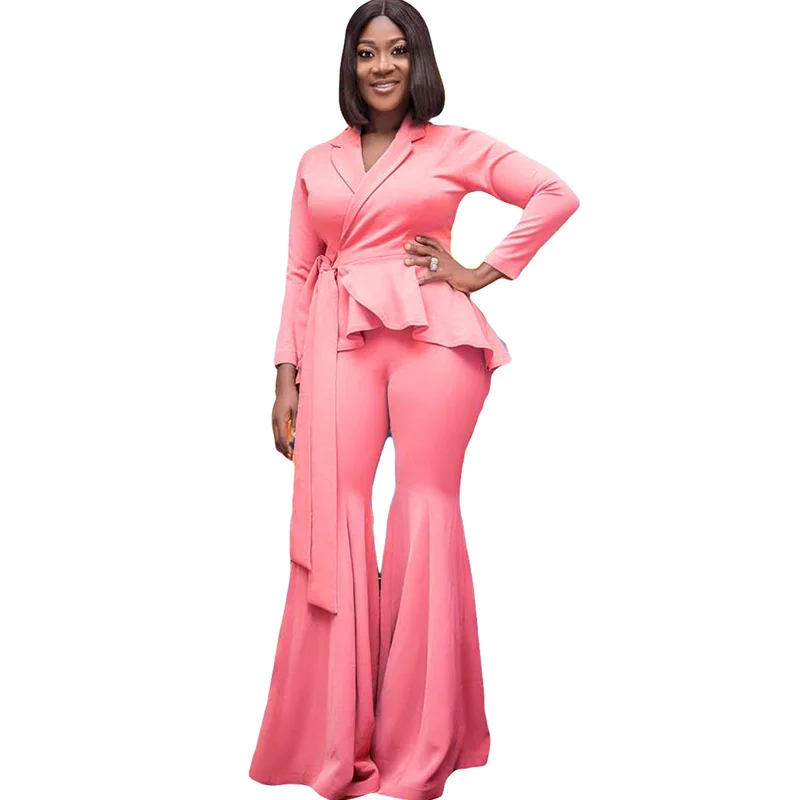 ruffle pants suit