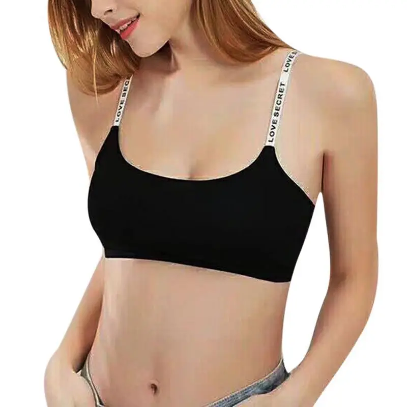 Women Cropped Padded Bra Alphabet Straps Modal removable chest pad Tube Tops