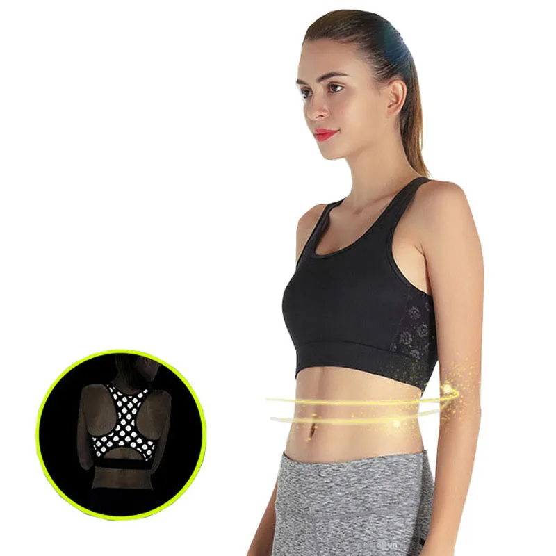 New Reflective Back Fitness Women Sports Bra Vest Printed Gathered Bra