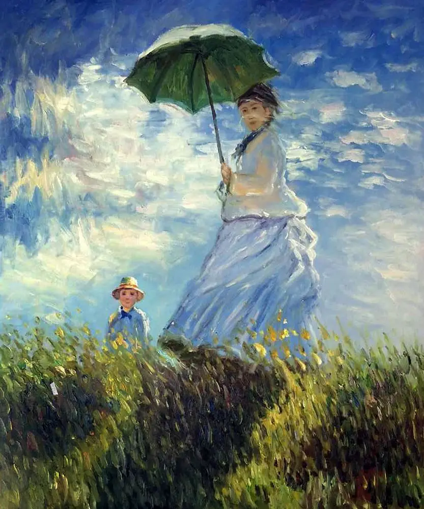 Дама с зонтиком. Картиной клода моне прогулка. Клод моне. Импрессионизм клод моне прогулка. Прогулка.