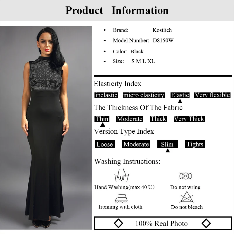 Kostlich Sexy Club Dress Women Summer Sleeveless Long-Dresses Geometric Rhinestone Evening Party Dresses Black Maxi Dress Women (1)